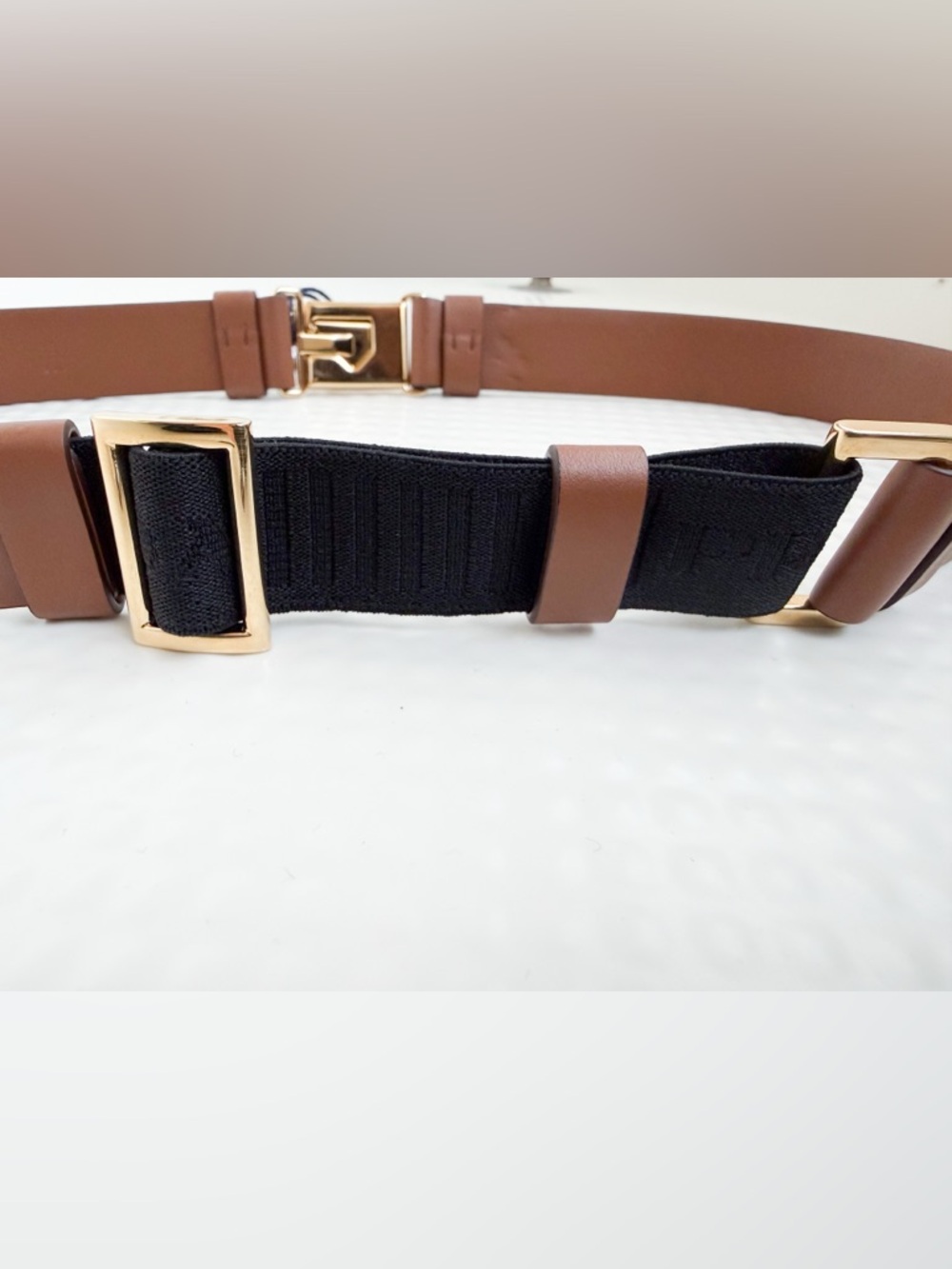 NWT Prada Leather Belt with Enameled Metal Triangle Logo (City Calf) in Cognac - Picture 8 of 14